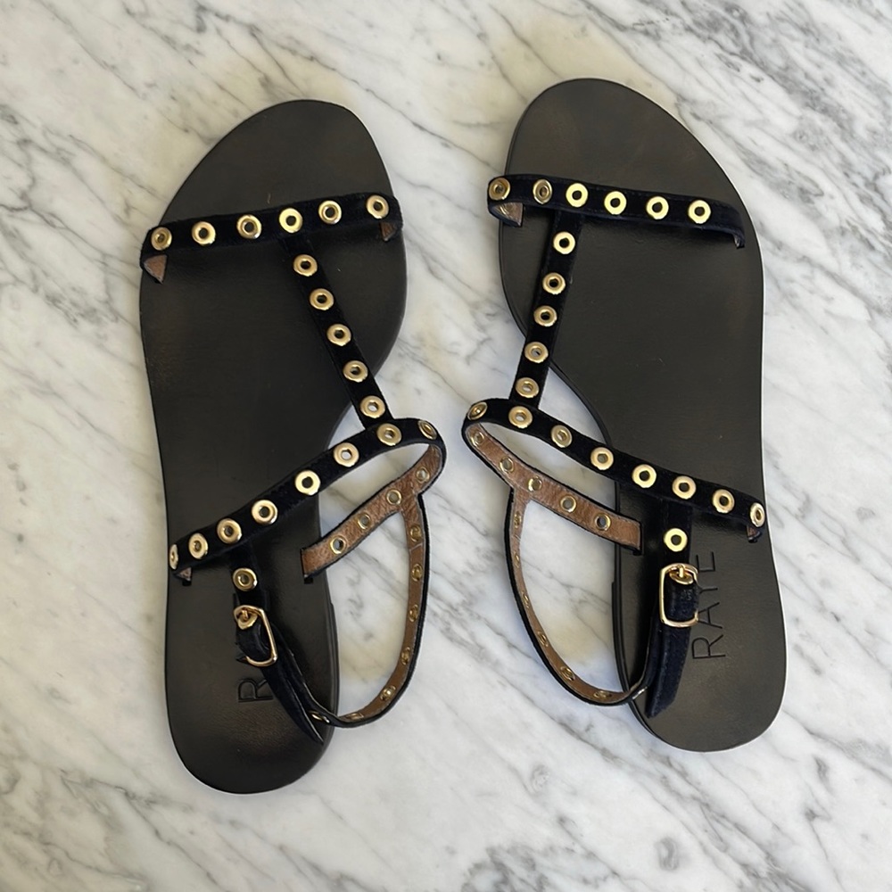 Raye Suede gold stud sandals